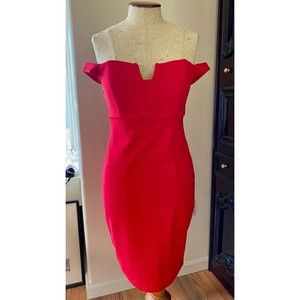ASTR Nordstrom Red Bodycon Off The Shoulder Cocktail Party Dress Medium